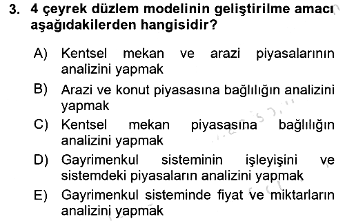 Gayrimenkul Ekonomisi 2015-2016 Dönem Sonu Sınavı - 3. soru
