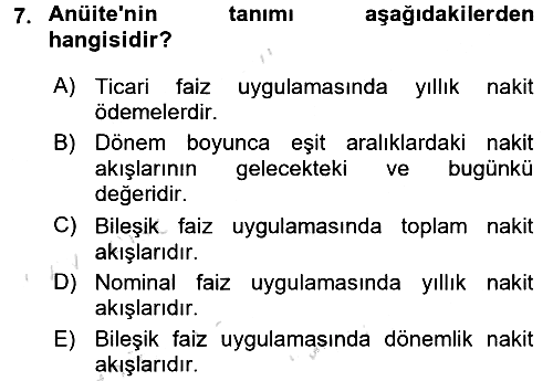 Gayrimenkul Ekonomisi 2015-2016 Dönem Sonu Sınavı - 7. soru