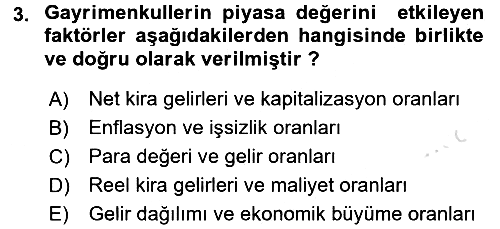 Gayrimenkul Ekonomisi 2016-2017 Dönem Sonu Sınavı - 3. soru