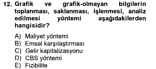 Gayrimenkul Ekonomisi 2014-2015 Tek Ders Sınavı - 12. soru