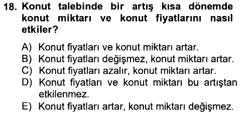 Gayrimenkul Ekonomisi 2014-2015 Tek Ders Sınavı - 18. soru