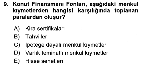 Gayrimenkul Ekonomisi 2024-2025 Yaz Okulu Sınavı - 9. soru