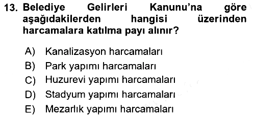 Gayrimenkullerde Vergilendirme 2017-2018 3 Ders Sınavı - 13. soru