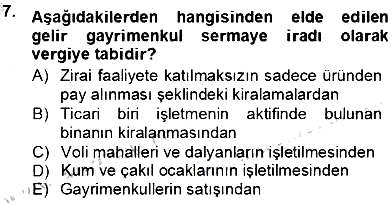 Gayrimenkullerde Vergilendirme 2012-2013 Ara Sınav - 7. soru