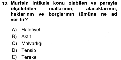 Gayrimenkullerde Vergilendirme 2016-2017 Ara Sınav - 12. soru