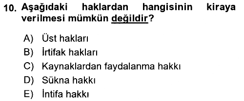 Gayrimenkullerde Vergilendirme 2019-2020 Ara Sınav - 10. soru