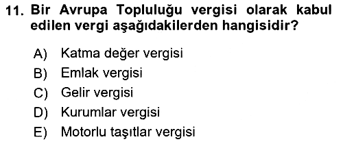 Gayrimenkullerde Vergilendirme 2019-2020 Ara Sınav - 11. soru