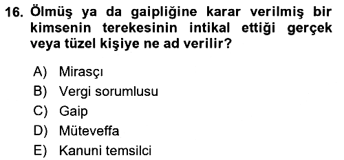 Gayrimenkullerde Vergilendirme 2022-2023 Ara Sınav - 16. soru