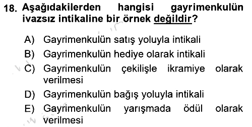 Gayrimenkullerde Vergilendirme 2023-2024 Ara Sınav - 18. soru