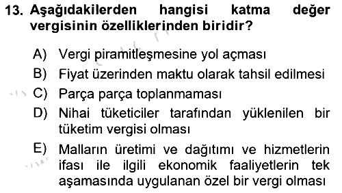 Gayrimenkullerde Vergilendirme 2024-2025 Ara Sınav - 13. soru