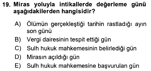 Gayrimenkullerde Vergilendirme 2024-2025 Ara Sınav - 19. soru