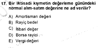 Gayrimenkullerde Vergilendirme 2013-2014 Dönem Sonu Sınavı - 17. soru
