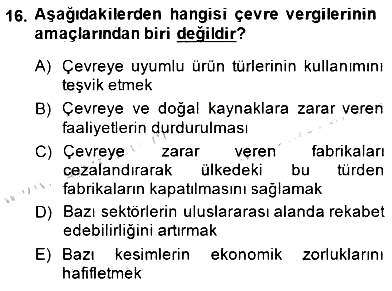 Gayrimenkullerde Vergilendirme 2014-2015 Dönem Sonu Sınavı - 16. soru