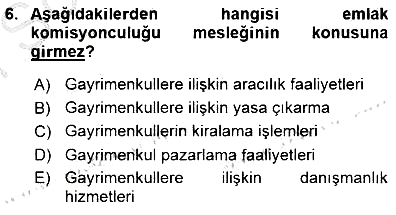 Gayrimenkullerde Vergilendirme 2015-2016 Dönem Sonu Sınavı - 6. soru