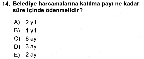 Gayrimenkullerde Vergilendirme 2017-2018 Dönem Sonu Sınavı - 14. soru