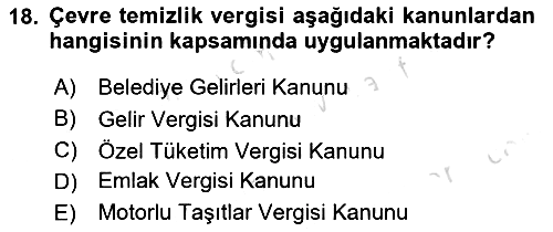 Gayrimenkullerde Vergilendirme 2020-2021 Yaz Okulu Sınavı - 18. soru