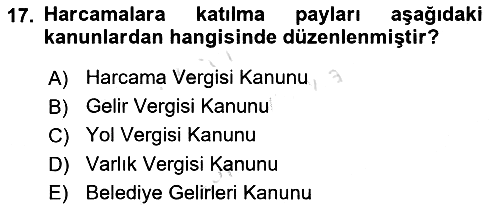 Gayrimenkullerde Vergilendirme 2022-2023 Yaz Okulu Sınavı - 17. soru