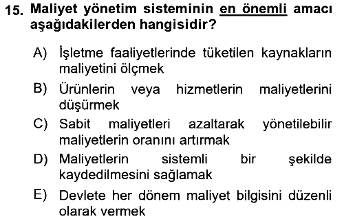 İnşaat ve Gayrimenkul Muhasebesi 2015-2016 Ara Sınav - 15. soru
