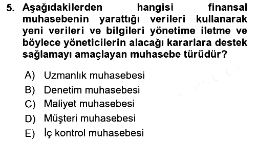 İnşaat ve Gayrimenkul Muhasebesi 2018-2019 Ara Sınav - 5. soru
