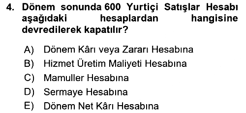 İnşaat ve Gayrimenkul Muhasebesi 2024-2025 Dönem Sonu Sınavı - 4. soru