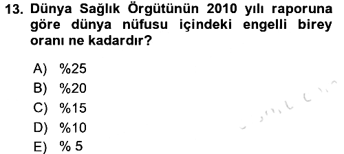 Bakıma Gereksinimi Olan Engelli Bireyler 1 2017-2018 Ara Sınav - 13. soru