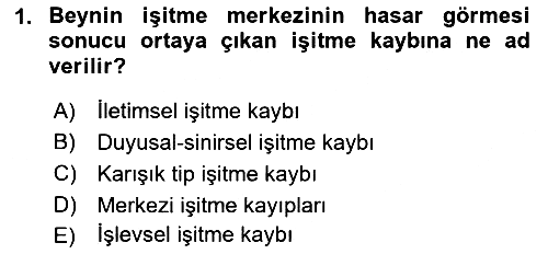 Bakıma Gereksinimi Olan Engelli Bireyler 1 2021-2022 Ara Sınav - 1. soru