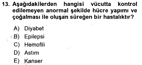 Bakıma Gereksinimi Olan Engelli Bireyler 1 2022-2023 Dönem Sonu Sınavı - 13. soru