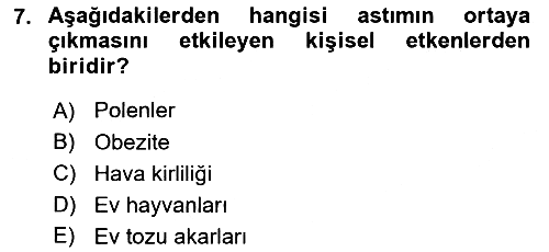 Bakıma Gereksinimi Olan Engelli Bireyler 1 2020-2021 Yaz Okulu Sınavı - 7. soru