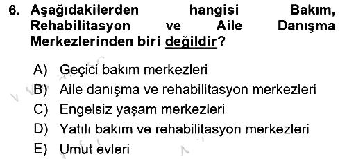 Bakıma Gereksinimi Olan Engelli Bireyler 1 2023-2024 Yaz Okulu Sınavı - 6. soru