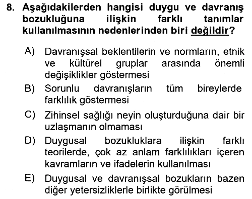 Bakıma Gereksinimi Olan Engelli Bireyler 2 2023-2024 Yaz Okulu Sınavı - 8. soru