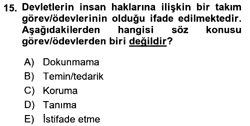 Engelli Mevzuatı ve Meslek Etiği 2018-2019 Ara Sınav - 15. soru