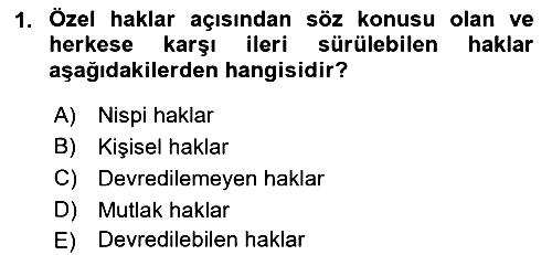 Engelli Mevzuatı ve Meslek Etiği 2018-2019 Yaz Okulu Sınavı - 1. soru