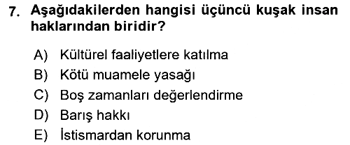 Engelli Mevzuatı ve Meslek Etiği 2020-2021 Yaz Okulu Sınavı - 7. soru