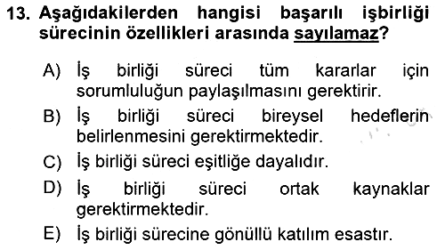 Gelişimsel Yetersizliklerin Bakım ve Rehabilitasyonu 2023-2024 Dönem Sonu Sınavı - 13. soru