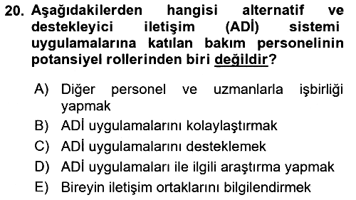 İletişim ve Alternatif İletişim Sistemleri 2020-2021 Yaz Okulu Sınavı - 20. soru