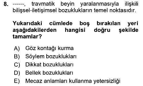 İletişim ve Alternatif İletişim Sistemleri 2024-2025 Yaz Okulu Sınavı - 8. soru
