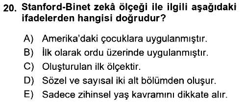 İnsan ve Davranış 2018-2019 Dönem Sonu Sınavı - 20. soru