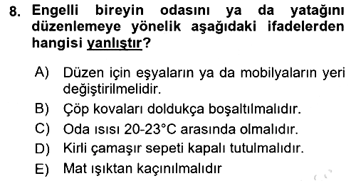 Temel Bakım ve Rehabilitasyon 2 2024-2025 Ara Sınav - 8. soru