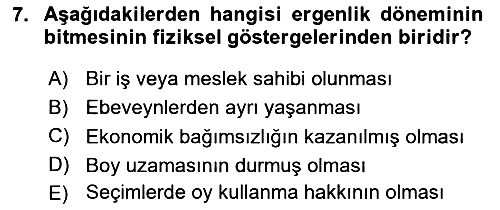 Yaşam Boyu Büyüme ve Gelişim 2022-2023 Yaz Okulu Sınavı - 7. soru