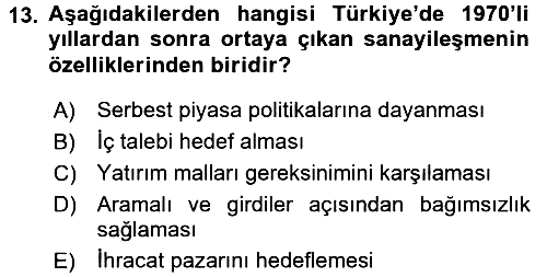 Aile Ekonomisi 2016-2017 3 Ders Sınavı - 13. soru