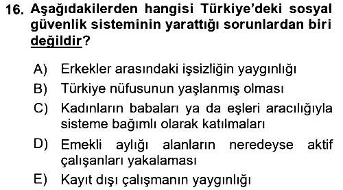 Aile Ekonomisi 2016-2017 3 Ders Sınavı - 16. soru