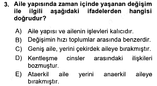Aile Ekonomisi 2017-2018 3 Ders Sınavı - 3. soru