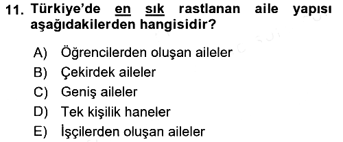 Aile Ekonomisi 2017-2018 3 Ders Sınavı - 11. soru