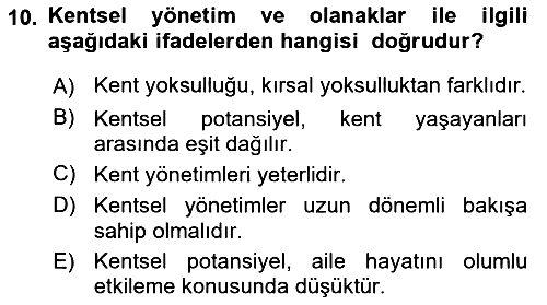 Aile Ekonomisi 2018-2019 3 Ders Sınavı - 10. soru