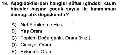 Aile Ekonomisi 2018-2019 3 Ders Sınavı - 18. soru