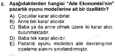 Aile Ekonomisi 2012-2013 Ara Sınav - 6. soru
