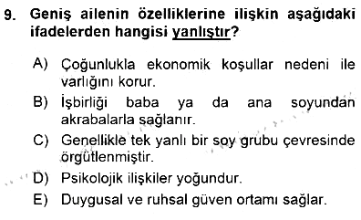 Aile Ekonomisi 2015-2016 Ara Sınav - 9. soru