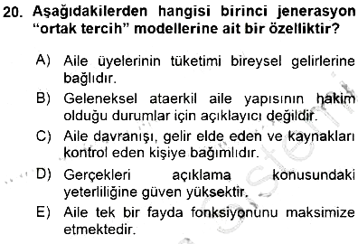 Aile Ekonomisi 2015-2016 Ara Sınav - 20. soru