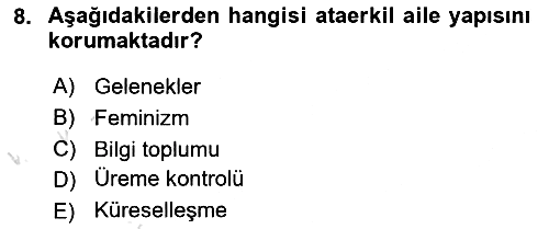 Aile Ekonomisi 2019-2020 Ara Sınav - 8. soru