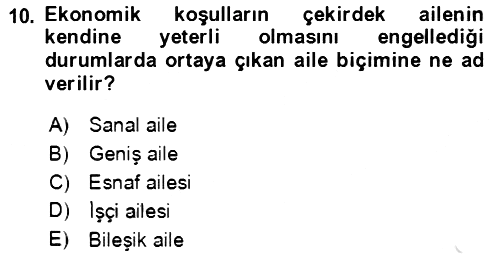 Aile Ekonomisi 2021-2022 Ara Sınav - 10. soru